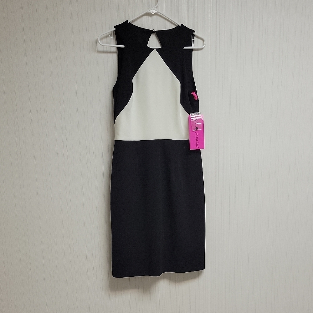 Betsey Johnson Black & White Midi Dress sz 6 New Office Business monochrome